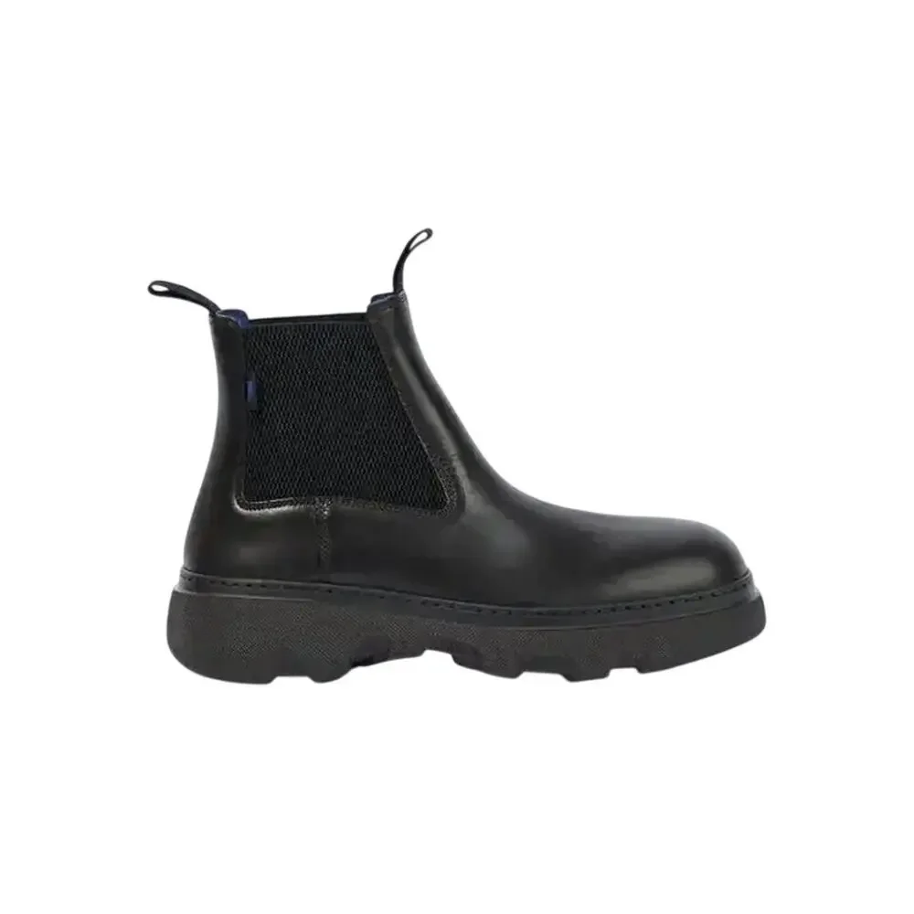 BNIB NWT Burberry Men’s Black Leather Chelsea Ankle Boots - EU 41 ? NIB BURBERRY MENS LEATHER ALLOSTOCK CHECK CHELSEA BOOTS EU  main image 4